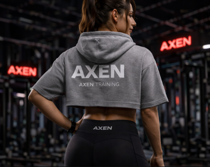 Sudadera Cropped AXEN Training Grey Women - Imagen 2